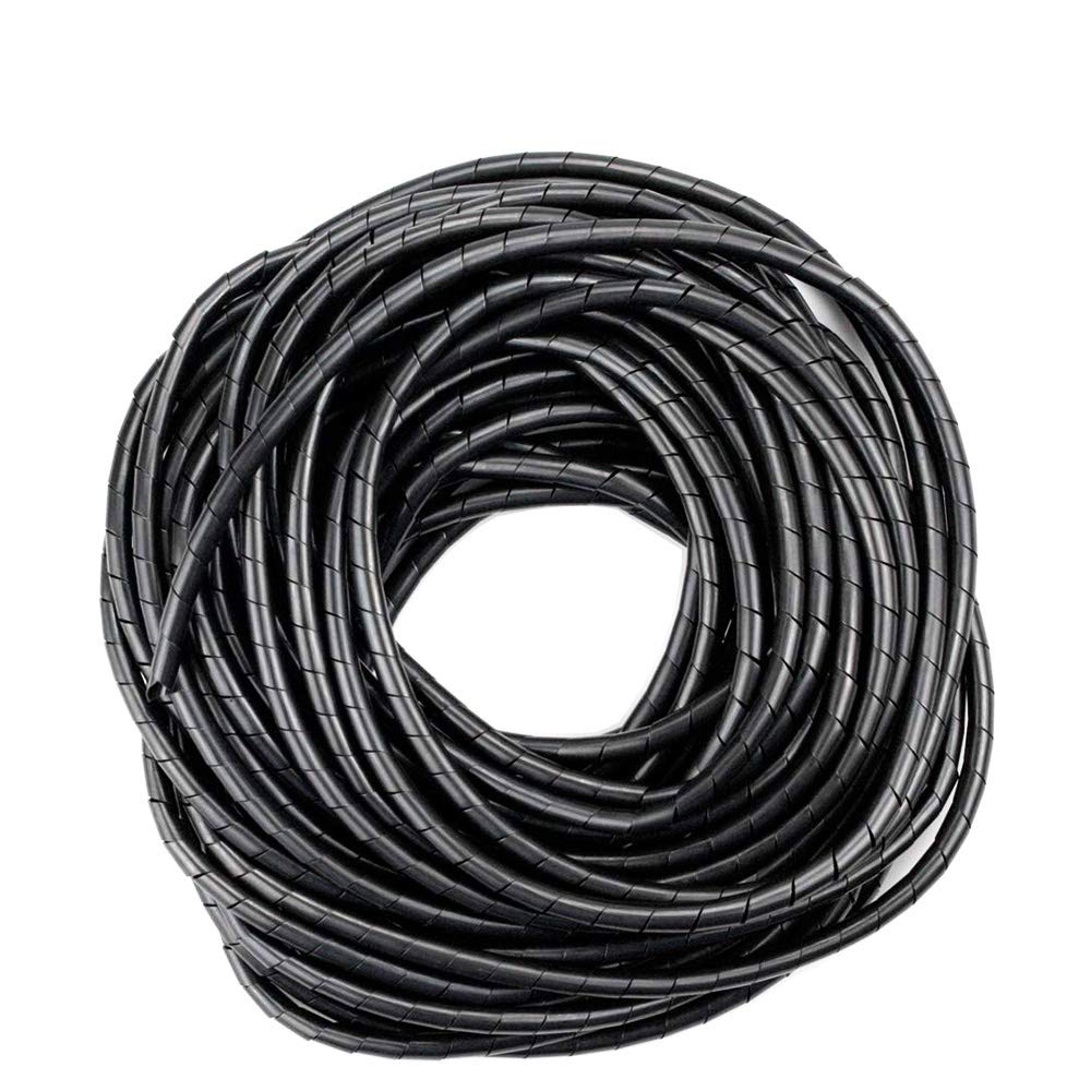 GTIWUNG 4mm x 25m Cable Tidy Wrap Cable Management System Cutable Flexible Cable Tidy Tube Spiral Cable Tidy Sleeves for TV Wire Computer Cable on Home or Office, Black