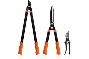 SunnyRoyal 3 Pieces Garden Tools Set - Lopper & Pruning Shear & Tree Trimmer Pruner for Lawn Garden Yard Branch Cutting