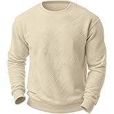 Sailwind Men's Crewneck Casual Sweatshirts Geometric Texture Long Sleeve Solid Color Pullovers