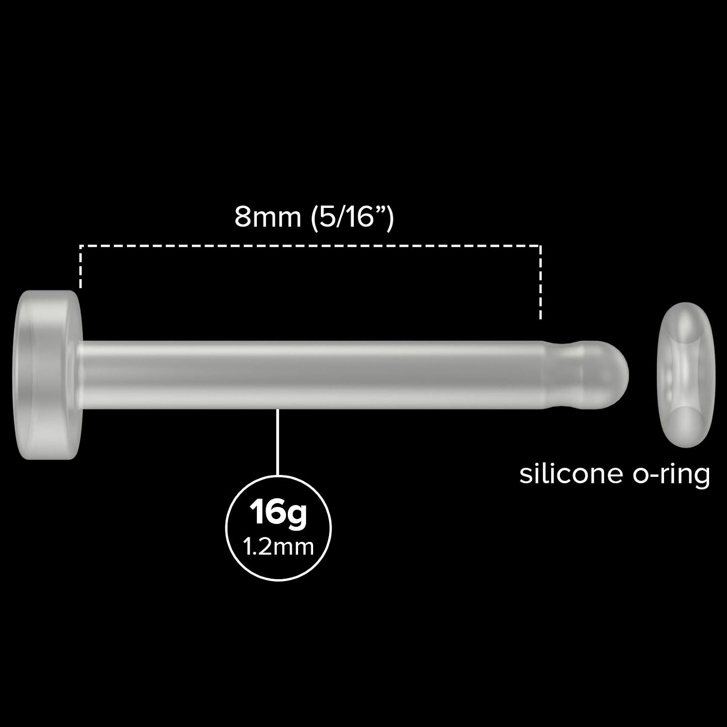 6pc 16g 1.2mm Labret Bar Retainer Keeper Bioplast Clear Plastic Studs Flexible Mole Piercing Jewellery - Image 4