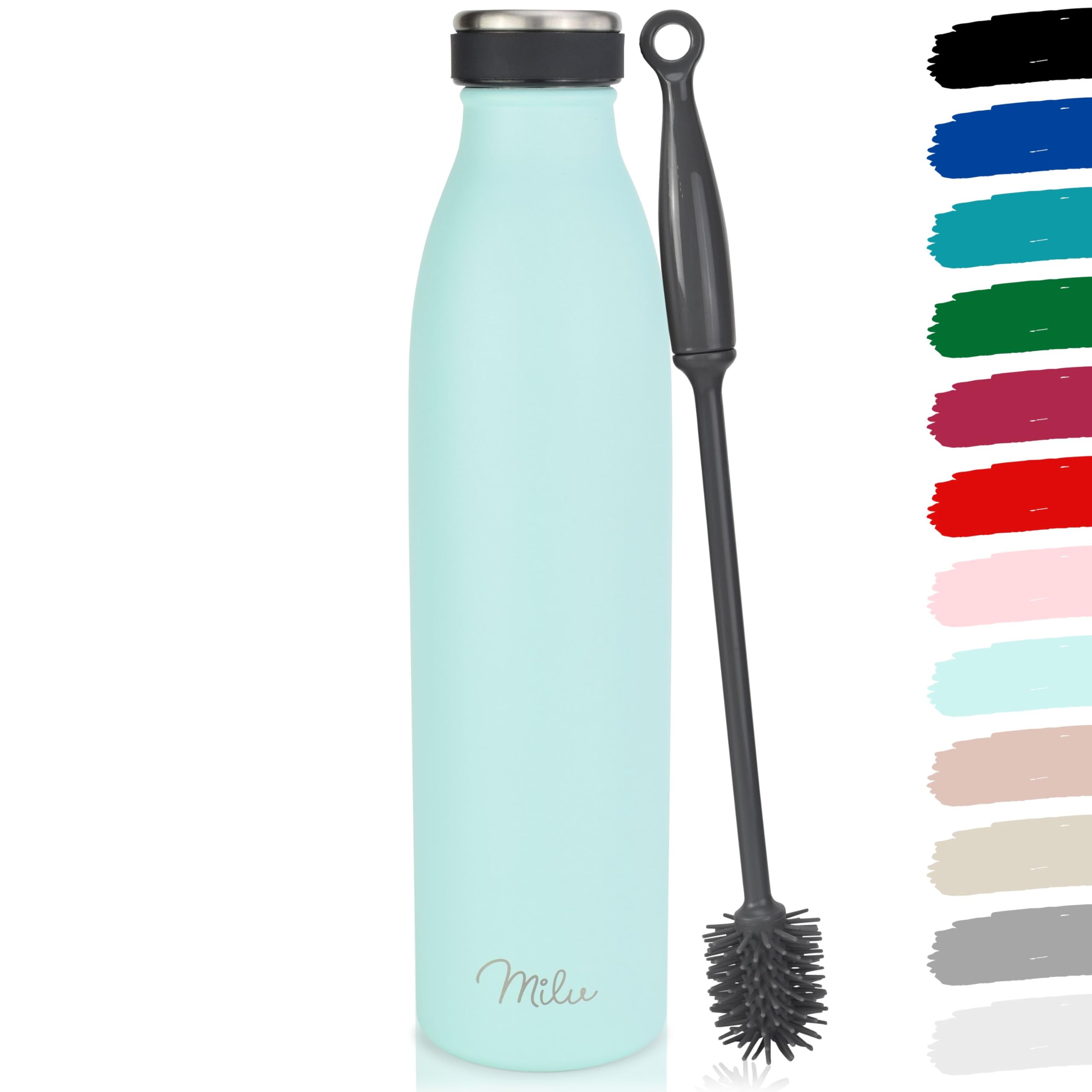 Milu Stainless Steel Drinking Bottle 1500 ml - Insulated Thermo Flask for Water - Leak Proof, Insulated and Double Walled, Carbonated (Granite Mint, 1,5L)