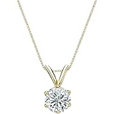 14k Gold 6-Prong Basket Round Diamond Solitaire Pendant (1/5-1 cttw, O.White, I2-I3)