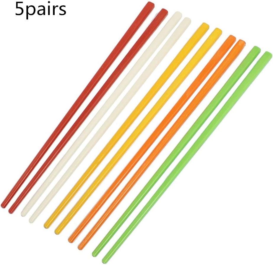 5 Pairs Plastic Chopsticks Assorted Color Reusable