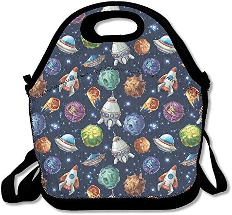 Marvin Conrad Futuristic Science Fiction Comic Planet Spaceships Androids Rockets Ufo Illustration Lunch Bag Tote For School Work Outdoor