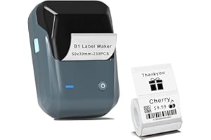 BROKSILENT Label Makers - B1 Thermal Label Printer 2 Inch Portable Bluetooth Label Maker with Tape,Support with Phones&PC,Easy to Use for Office,Home,Business,Clothing,Address,Mailing(with 1 Roll Label)
