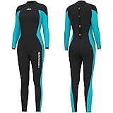Hevto Wetsuits Women 3mm Neoprene Full Scuba Diving Suits Surfing Swimming Long Sleeve Keep Warm Back Zip for Water Sports