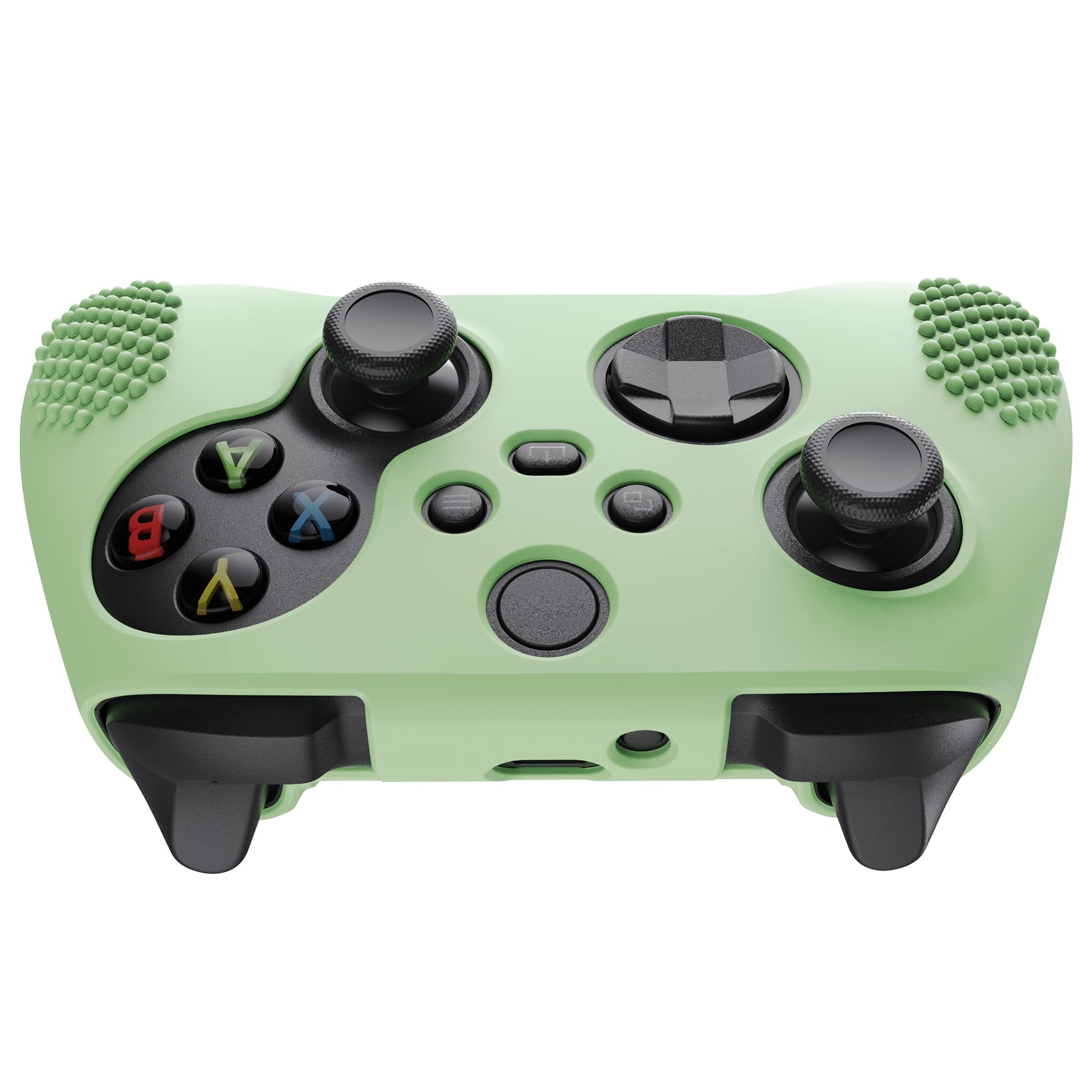 eXtremeRate PlayVital Matcha Green 3D Studded Edition Anti-Slip Silicone Cover Skin for Xbox Series X/S Controller, Soft Rubber Case Protector for Xbox Core Wireless Controller with Thumb Grip Caps