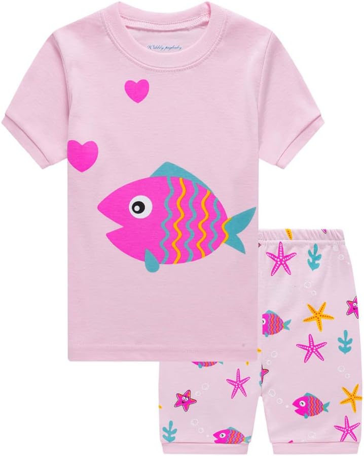 Meeyou Little Girls' Pajamas Set, 100% Cotton Sleepwear Clothes