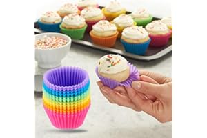 12 Pack Reusable Silicone Baking Cups Set(2.8" Lx1.4" H), Non-stick Muffin Liners, Easy To Clean & Heat-resistant Muffin Mold