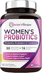 Doctor's Recipes Women’s Probiotic, 60 Caps 50 Billion CFU 16 Strains, with Organic Prebiotics Cranberry, Digestive Immune Va