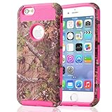 iPhone 6 Case, BAISRKE [2in1 Shield Series] Tree Camouflage Camo Skin Hybrid Dual Layer Protective Case for Apple iPhone 6s/6(4.7 Inch) with Rugged TPU Inner Case + Glossy PC Hard Cover(RosePink)