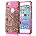 iPhone 6 Case, BAISRKE [2in1 Shield Series] Tree Camouflage Camo Skin Hybrid Dual Layer Protective Case for Apple iPhone 6s/6(4.7 Inch) with Rugged TPU Inner Case + Glossy PC Hard Cover(RosePink)