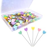 200pcs Sewing Pins Flat Head Straight Pins, Colored Pearl Head Stick Pin Long 2.16inch Quilting Pins for Dressmaker, Craft, Sewing Project and DIY Decoration (Peach Heart)