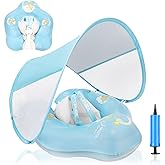 Loowarts Baby Pool Float with Canopy and Safety Seat,Infant Swim Float & Pool Float & Baby Water Float & Swimming Floats UPF50+ UV Protection for Kids from 3 to 36 Months.(S:3-12 Month/L:6-36 Month)