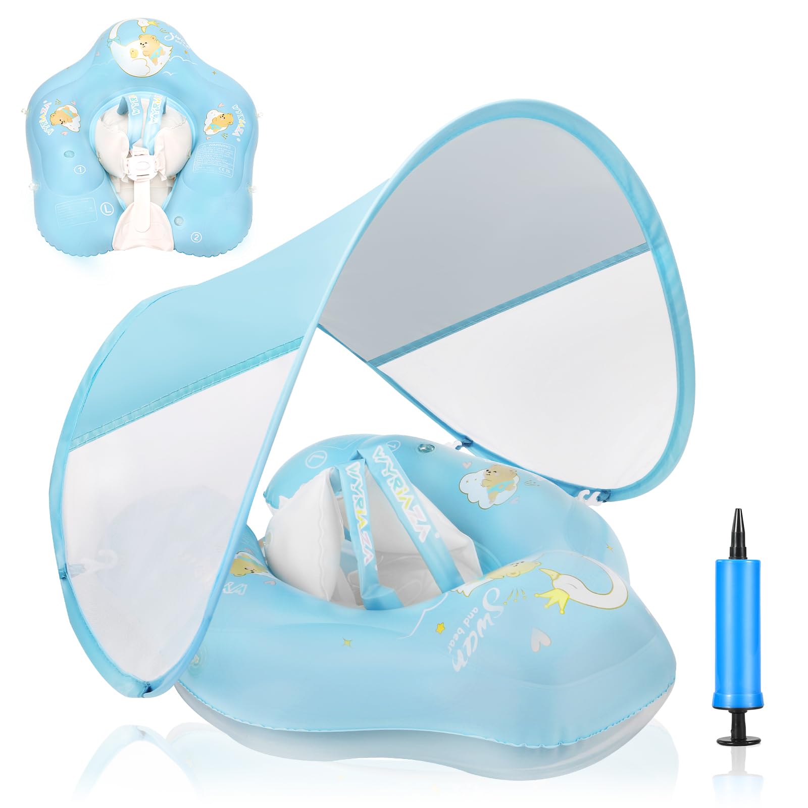 Photo 1 of Loowarts Baby Pool Float with Canopy and Safety Seat,Infant Swim Float & Pool Float & Baby Water Float & Swimming Floats UPF50+ UV Protection for Kids from 3 to 12 Months.