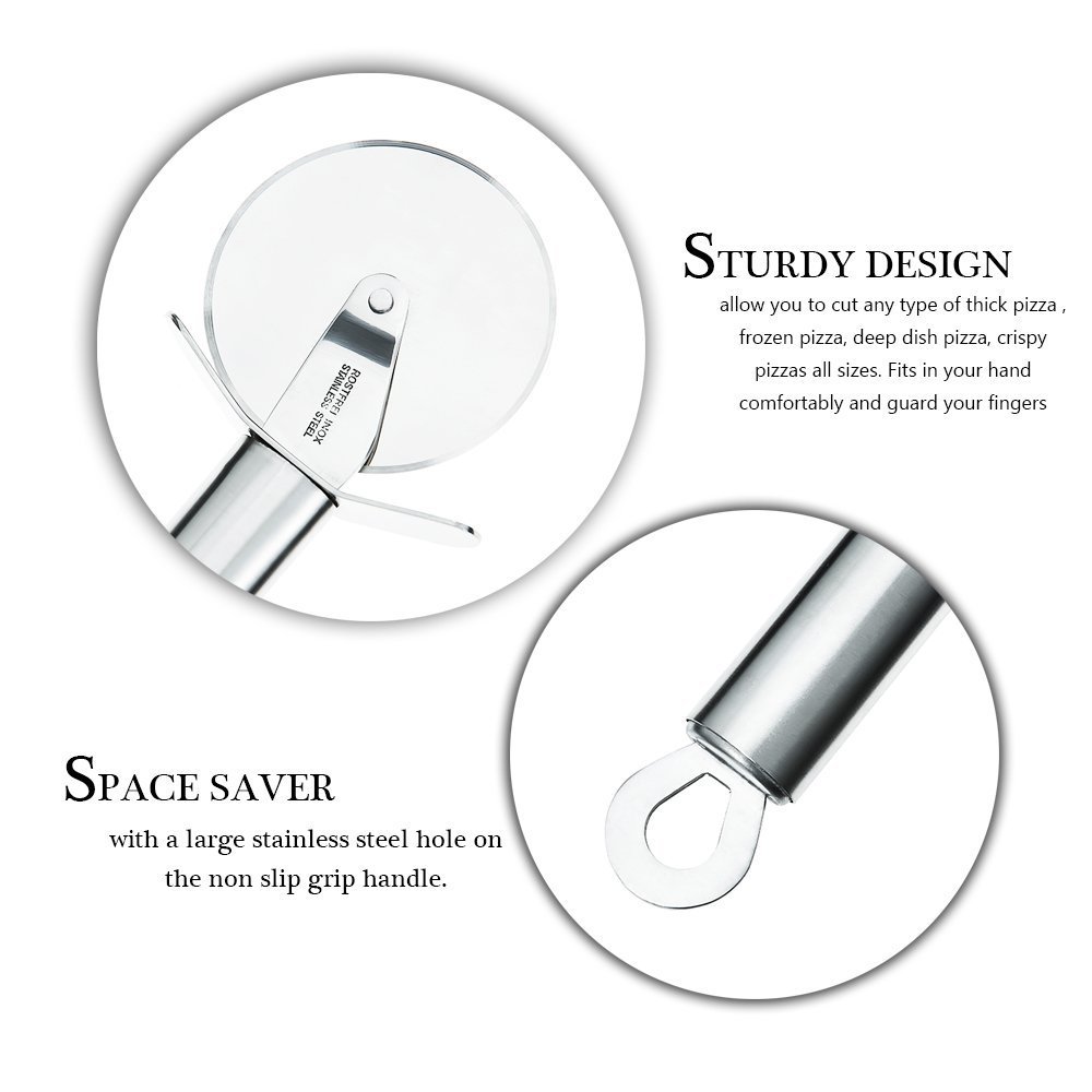 TAFOND Stainless Steel 2.4 inches Sharp Blade Pizza Cutter Wheel Nonstick Pastry Slicer with Sturdy Handle