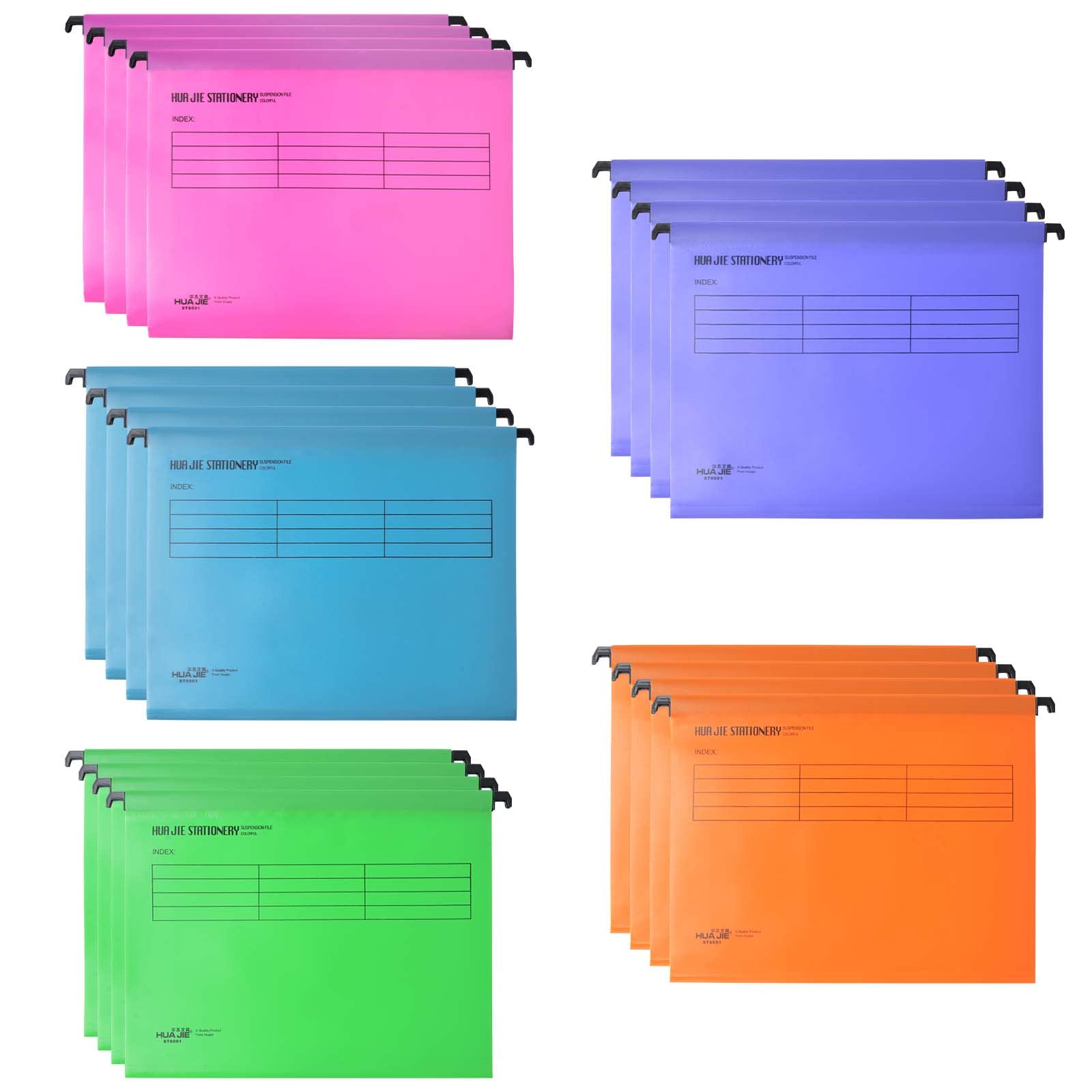 ProChosen A4 Suspension Files,20pcs Cabinet Suspension for Filing Files Hanging with Tabs and Inserts for School Home Work Office Organization(5 Colors),Reinforced Top and Bottom