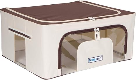 Amazon Zaki Box クローゼットオーガナイザー 収納ボックス 通気性 防カビ布容器 衣類 毛布 リネン セーター用 掛け布団 ベッド下 ホームオーガナイザー 衣類 タオル収納 L ブラウン クローゼット吊り下げ収納 オンライン通販