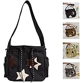 Y2K Star Canvas Messenger Bag, Cute Tote Bags Aesthetic, Small Shoulder Travel Crossbody Bags For Women