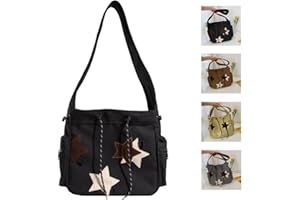 KANGDAWEI Y2K Star Canvas Messenger Bag, Cute Tote Bags Aesthetic, Small Shoulder Travel Crossbody Bags For Women