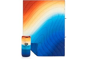 PY SUPER MODE Outdoor Puffy Camping Blanket, 80”x 56” Lightweight Down Alternative Warm Puffy Printed Blanket, Packable, Waterproof, Backpacking Quilt for Camping, Traveling, Hiking, Stadium,Picnic (Gradient)