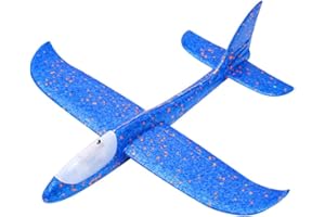 Heayzoki Foam Glider Toy Small and Light Glider Plane with LED Light for Outdoor Family Fun BlueOrange (Blue)