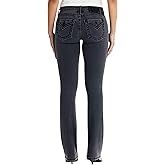 Miss Me Women's Embroidered M Logo Faux Flap Pockets Mid-Rise Bootcut Jeans