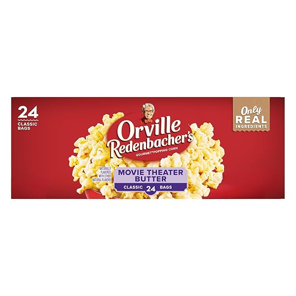 ORVILLE REDENBACHER’S MICROWAVE POPCORN, MOVIE THEATER BUTTER FLAVOR, 3G FIBER PER SERVING, 3.29 OZ., 24-COUNT