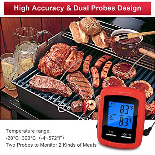 Pansonite Wireless Remote Digital Cooking Food Thermometer Meat Thermometer for Grilling Oven Kitchen Smoker BBQ Grill Thermometer with Dual Probe, 230 Feet Range