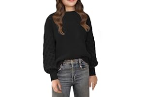 EGOCKAL Girls Crewneck Sweaters Casual Long Sleeve Drop Shoulder Pullover Sweaters Fall Oversized Cable Knit Tops