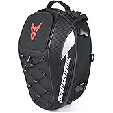 MOTO CENTRIC Motorcycle Tail Bag, 25L-38L Waterproof Helmet Backpack, Universal Fit, 5 Compartments (Red)