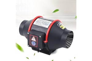 DOONARCES 4 inch 182 CFM Inline Duct Ventilation Fan Silent Waterproof Exhaust Fan Split Vent Exhaust Blower Air Circulation for Kitchen Greenhouses Grow Tent Bathroom BBQ Shop 310m³/h (4 inch/Black)