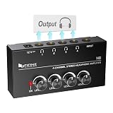 Fifine Headphone Amplifier 4 Channels Metal Stereo Audio Amplifier,Mini Earphone Splitter with Power Adapter-4x Quarter Inch Balanced TRS Headphones Output and TRS Audio Input for Sound Mixer-N6