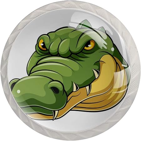 Manija del cajón Cocodrilo verde de dibujos animados Tirador De Cristal