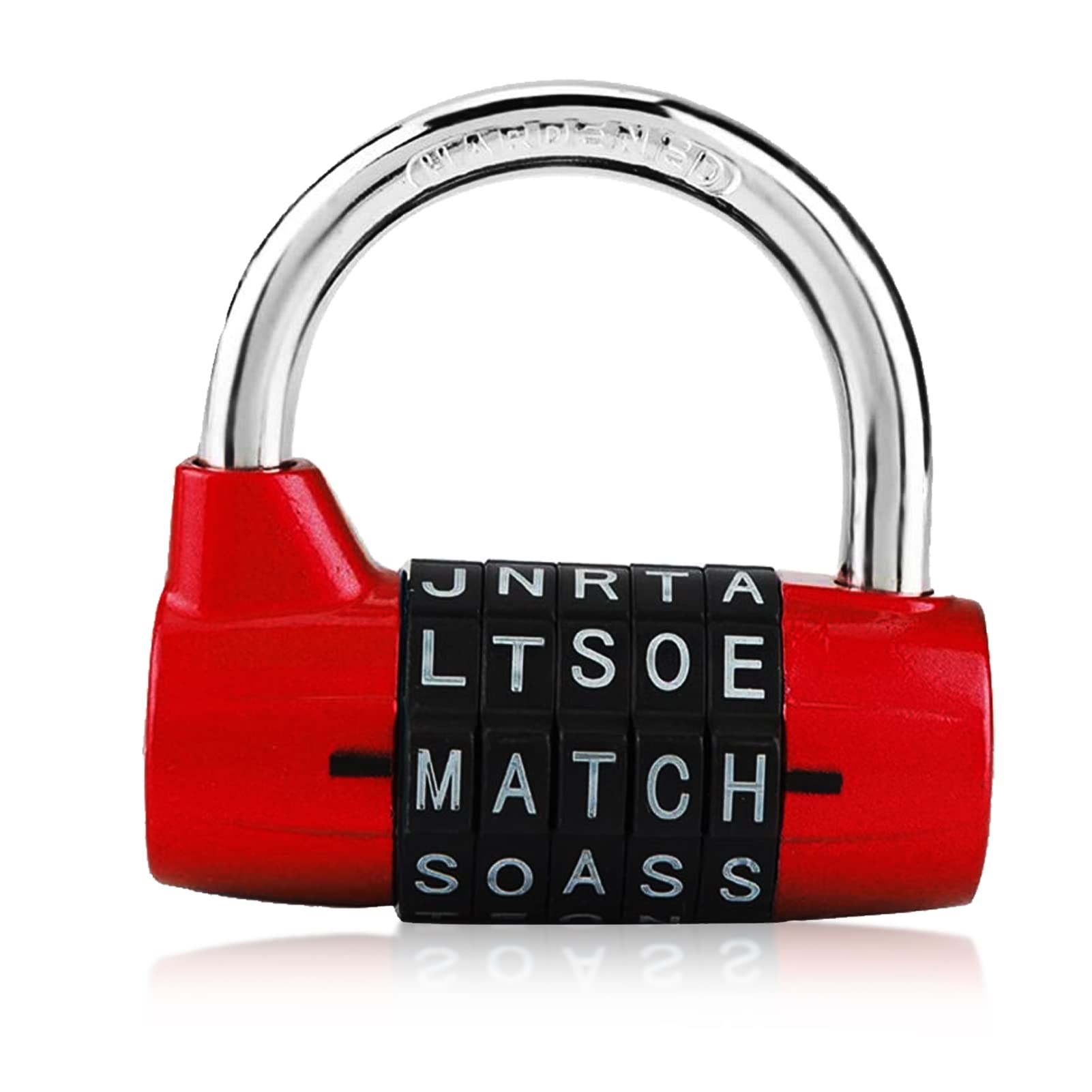 Combination Padlock with 5-Digit line Code - Password Security Lock for Travel Suitcase, Gym Locker(Red)