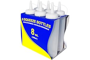 New Star Foodservice 26115 Squeeze Bottles, Plastic, 8 oz, Clear, Pack of 6