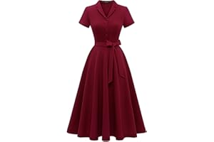Wedtrend Women's Vintage Tea Dress, Short Sleeve Cocktail Party Dress Work Church Casual Dress