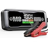 MOSTOOL M8 6000A Car Battery Jump Starter with Smart HD Display PD 60W Fast Charging, 12V Battery Jump Pack, Portable Jump Box with Jumper Clamps LED Light, Rugged Kit for All Gas & Up to 12.0L Diesel