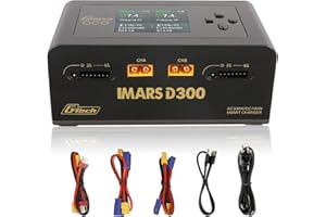 Gens Ace Lipo Battery Charger IMARS D300 G-Tech Series Smart Dual Lipo Charger 16A AC 300W DC 700W Lipo Charger（Black）