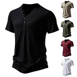 Generic Men's V Neck Henley T-Shirts Classic