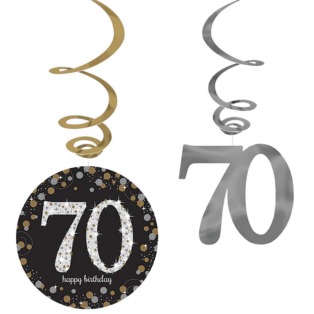 Adult Gold Celebration 70th Swirl Decorations