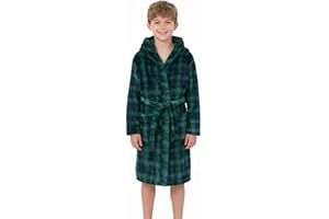 BEST FOR ALL Boys Fleece Robe Kids Hooded Bathrobe Plush Soft Fuzzy Bathrobe for Children 2-16 Years