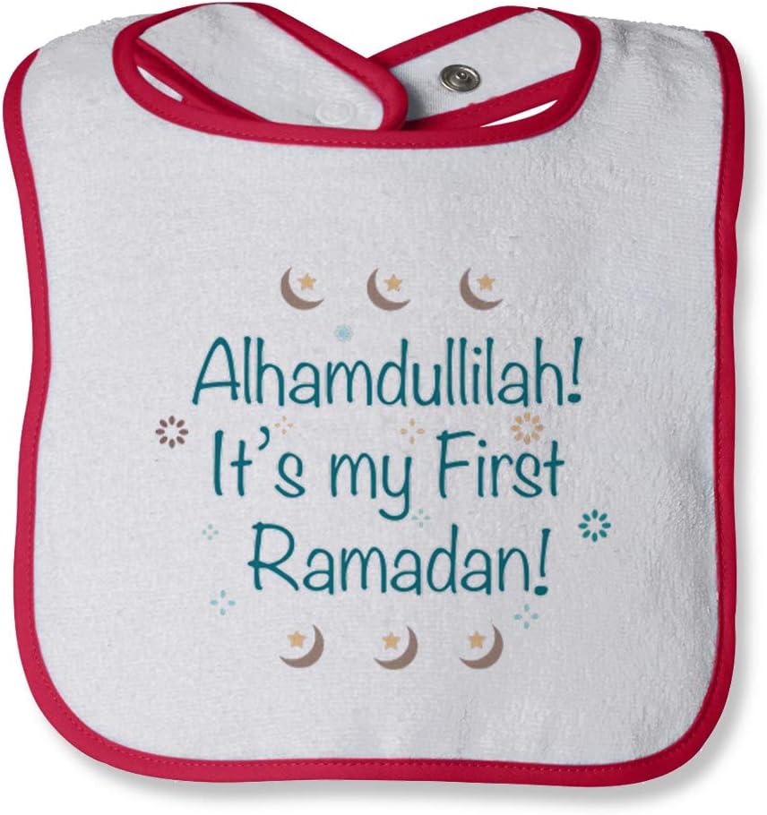Toddler & Baby Bibs Burp Cloths Alhamdullilah It's My First Ramadan Arabic Islam Cotton Items for Girl Boy Gifts Ag White Red Design Only