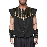 BPURB Mens Renaissance Steampunk Vest Gothic Lace-up Waistcoat Victorian Costume