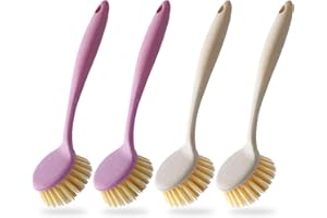 CZAYEFNH Dish Brush,4 PCS Kitchen Scrub Brush with Long Handle Deep Cleaning Handle Brush for Kitchen Cleaning Dish, Pot, Sin
