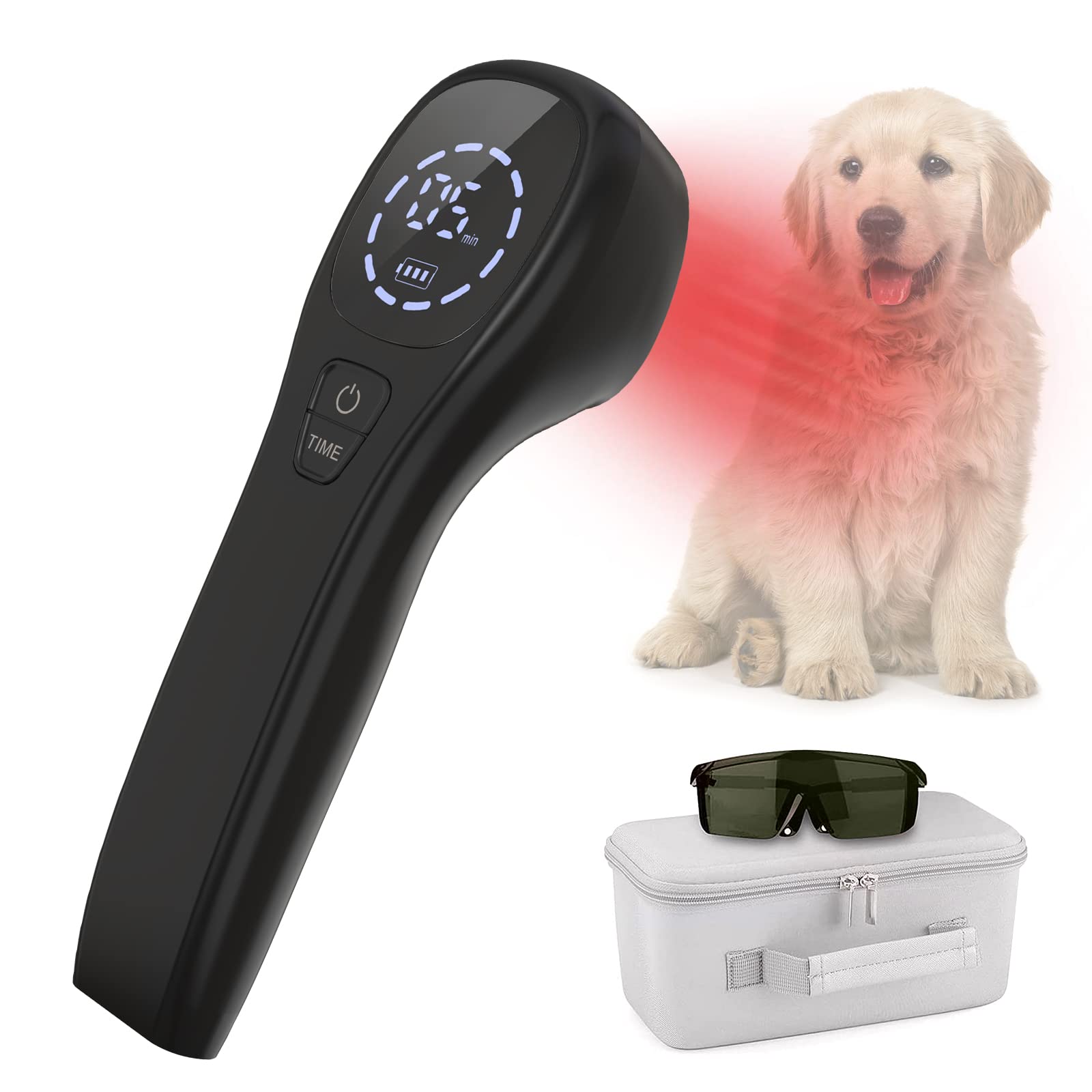 iKeener Pet/Vet Therapy Device,Cold Laser Therapy Relieve Animal's Muscle Joint Pain,Portable Handheld Red Light Therapy Device,with 650nm and 808nm Wavelength,for Horses,Dogs,Cats and Others (Black) — image 1