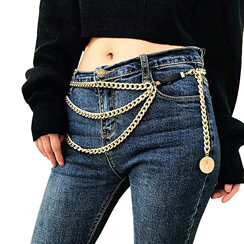 Juland Multilayer Alloy Waist Chain Body Chain for Women Golden Waist Belt Pendant Belly Chain Adjustable Body Harness for Jeans Dresses - Crab - Thumbnail 6
