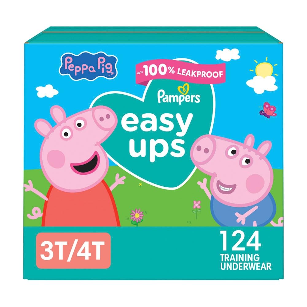 Pampers Easy Ups Training Underwear Peppa Pig Size 5 3T-4T, 124 Count (Packaging May Vary)