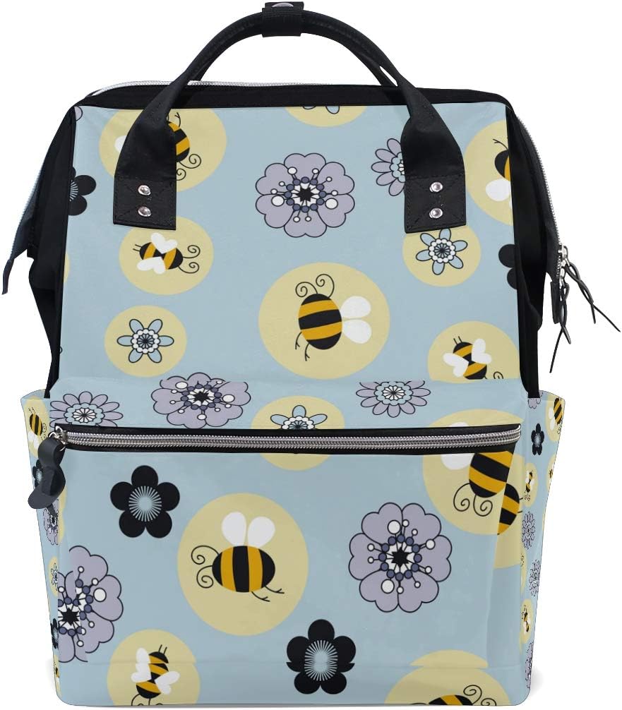 Cartoon Bee Flower Bumblebee Diaper Bags Large Travel Nappy Nursing Backpack Mommy Bag