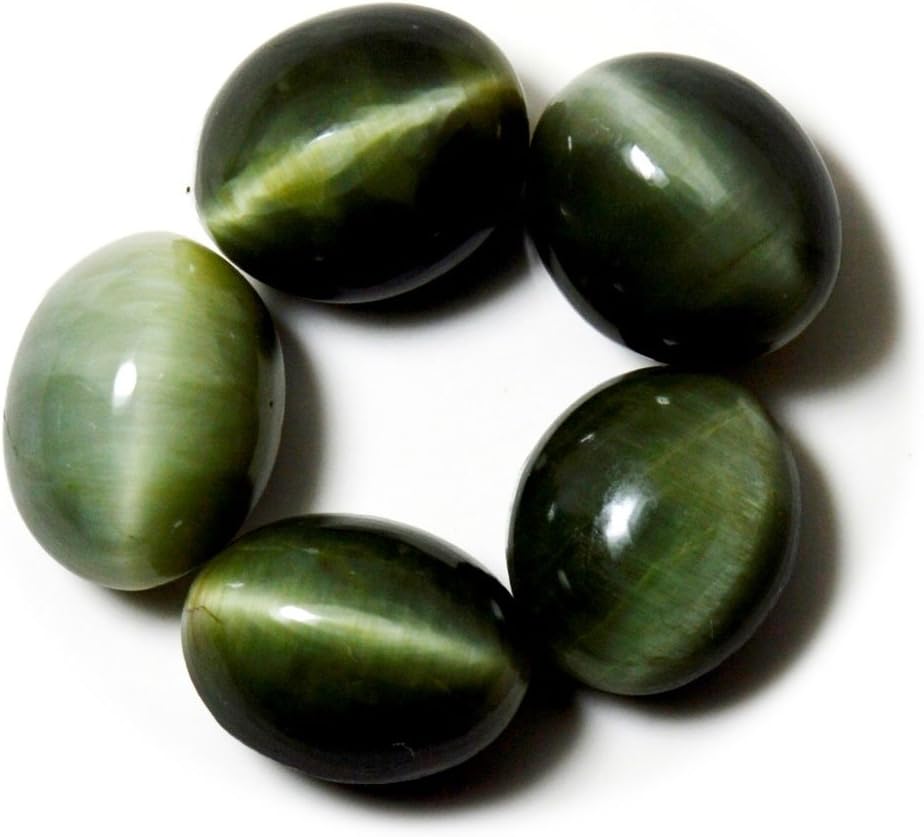Jewelryonclick Genuine Cat's Eye Total 25 Carat 5 Pcs Lot Loose Gemstone Oval Shape Birthstone Wholesale